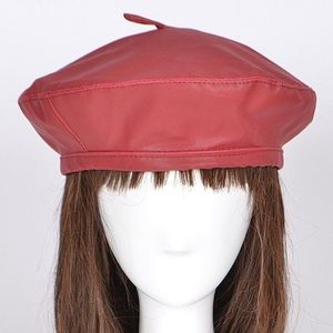Faux Leather Beret